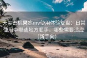 天美密桃果冻mv使用体验复盘：日常使用中哪些地方顺手，哪些需要适应（新手向）