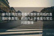 蜂鸟影院在线观看完整版使用后的直观印象整理：新用户上手难度与常见问题整理