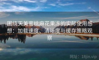 围绕天美蜜桃麻花果冻的实际使用感想：加载速度、清晰度与缓存策略观察
