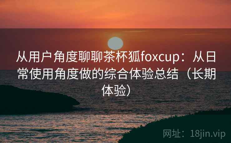 从用户角度聊聊茶杯狐foxcup：从日常使用角度做的综合体验总结（长期体验）